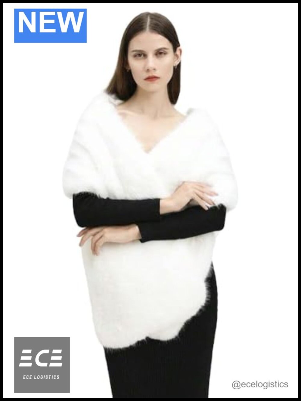 Faux Fur Shawl Wrap Sleeveless Poncho Evening Wedding Winter Scarf